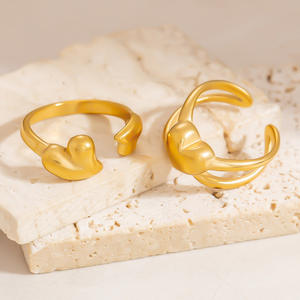 European American Style Stainless Steel Heart <b>Ring</b> Geometric Shape Unisex Jewelry Gift - Product Image 1