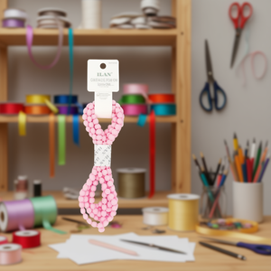 ริบบิ้นอิลัน ปอมปอม 1 ซม.x3 ม. สีชมพู สำหรับตกแต่งงานฝีมือ - Product Image 3