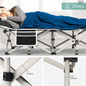 Outdoor Camping Travel <strong>Folding</strong> Adult Single <strong>Bed</strong> with Carry Bag Heavy Duty Portable Metal Strong Load Capacity Office Nap <strong>Bed</strong> - Product Image 2
