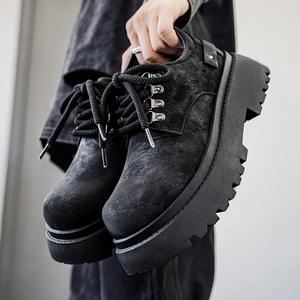 Retro Style Men's Genuine Leather Comfort Walking <b>Shoes</b> Thick Soled Toe Derby Waterproof Anti-Slippery <b>Height</b> <b>Increasing</b> Formal - Product Image 3