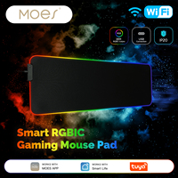 Tapis de souris LED intelligent MOES Tuya WiFi RGBIC 16 millions de couleurs lumineuses Tapis de bureau d'ambiance DIY Tapis étanche pour ordinateur PC de jeu