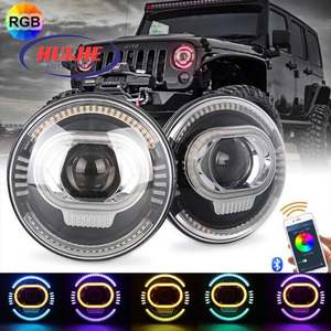 Produits promotionnels, phare LED <span class=keywords><strong>Halo</strong></span> de 7 pouces, faisceau RGB pour Jeep Wrangler Jk Tj Cj Lj H1 H2, phare LED - Product Image 2