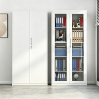 Armoire de rangement de bureau pleine hauteur avec 2 portes vitrées ou 2 portes métalliques, classeur métallique verrouillable, emballage plat KD, prix de gros