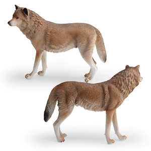 Modellino di Lupo Marrone e Bianco in PVC, Giocattolo Educativo per Bambini, Ornamento Animale per Età 4-6 Anni - Product Image 3