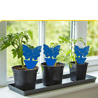 Blauwe kleefvallen driehoekige grondspies thrips fruitvlieg val disposable waterdicht voor buiten tuinplanten klaar om te verzenden