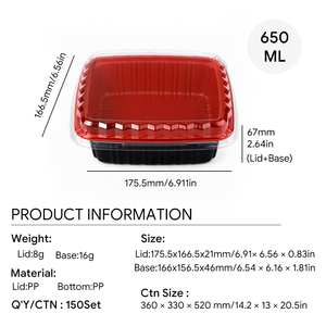 Individuell Bedruckbare Einweg-PP-Mikrowellengeeignete To-Go <span class=keywords><strong>Bento</strong></span>-Lunchbox für Sandwich, Pizza, Salat, Snacks und Brot - Product Image 2