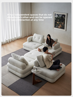 Nordisches Creme-Design Biskuit-Modul-Sofa-Set für Kleine Wohnungen Bewegliches Bohnenkuchen-Block Chenille-Stoff