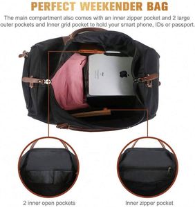 BSCI factory Wholesale Foldable Canvas Sports Gym Duffel <b>Bag</b> nylon <b>Overnight</b> <b>Bag</b> Travel Vintage Weekend Duffle <b>Bags</b> For <b>Men</b> - Product Image 5