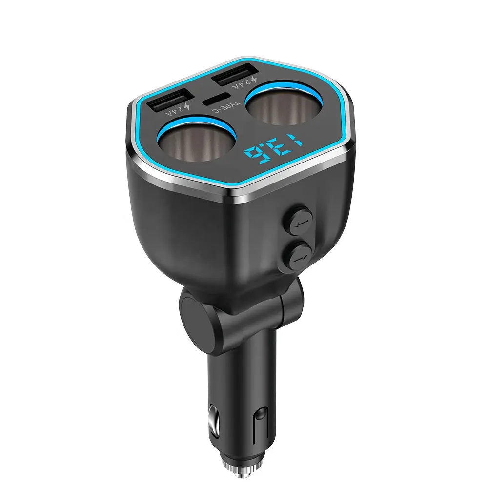 A21C Type-C 18 Wát Car Charger 2 Thuốc Lá Ổ Cắm In1 Xe Thuốc Lá Nhẹ Hơn HD LED Hiển Thị Kép USB Charger Auto Adapter