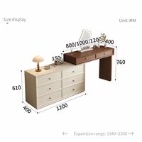 Coiffeuse rétractable style crème avec miroir LED Cloud, tiroirs en bois massif, table de maquillage de luxe pour chambre à coucher