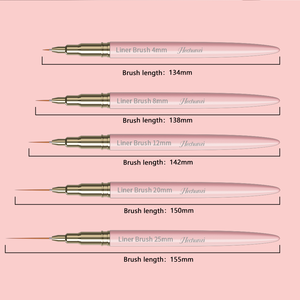 Abd sıcak satış toptan 4/8/12/20/25mm özelleştirilmiş saç naylon/Kolinsky astar fırçalar pembe şerit detay ince astar tırnak resim fırçası - Product Image 2