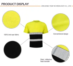 Желтая безопасная Светоотражающая одежда с логотипом на заказ, рабочие футболки для мужчин