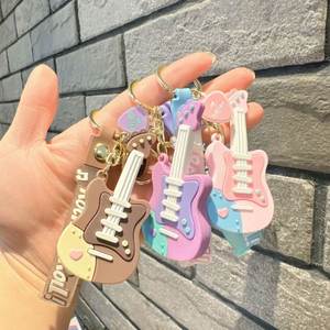 Creative <b>Mini</b> Guitar Silicone Rubber Keychain Small Gift for Women and Couples Car Pendant Bag Promotional Key Chains - Product Image 2