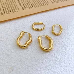 316L不锈钢时尚饰品奢华18k镀金贝壳耳环女士几何手术钢耳环 - Product Image 4