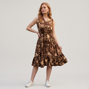 Robe d'été bohème pour femme, imprimé floral, tenue de vacances pour la plage, les voyages, les fêtes de jardin et les journées décontractées - Product Image 1