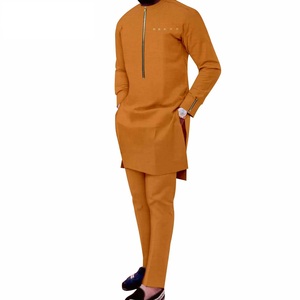 Tenues de haute qualité en deux pièces pour hommes, costume africain pour hommes, ensemble pantalon et chemise pour hommes, designs de vêtements traditionnels africains - Product Image 5