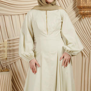 تشكيلة 2025 الجديدة فستان عباية نسائي إسلامي بتصميم مخصص، بلون سادة وسحاب وأكمام بالون، عباية نسائية إسلامية طويلة - Product Image 2