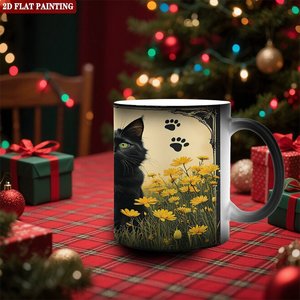 Mug en céramique noir givré 11 oz, blanc, thermosensible, pour impression personnalisée par sublimation - Product Image 2