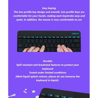 Keyboard dan Mouse Nirkabel Logitech MK245 Nano Combo 2.4G, Keyboard Mini Ringkas Anti Cipratan, Daya Tahan Baterai Lama, untuk Kantor