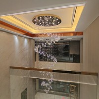 Lustre Papillon Moderne Simple en Acier Creux avec Longues Cristales K9 pour Villa, Hall d'Hôtel et Escalier Rotatif Duplex