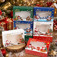 Boîte à biscuits transparente à thème de Noël coloré, réutilisable, pour cadeaux de fête, emballage de bonbons, boîte en papier blanc vide, vente en gros