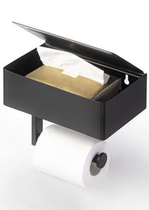 Porte-papier toilette mural moderne noir mat avec étagère, écologique, pour salle de bain et salle de sport - Product Image 3
