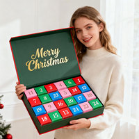 Calendrier de l'Avent vide de Noël à 24 jours, boîte magnétique pour bijoux, chocolat, bougies, emballage, beauté, soins de la peau, boîte en carton