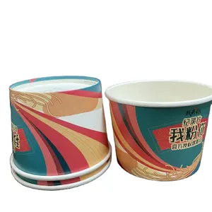 Sp2320 Op Maat Gemaakte Wegwerp Kleurrijke Soep Papier Beker Noodle Popcorn Cup Papier Rijstpapier Kom Met Deksels