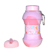 Bouteilles d'eau réutilisables de 19oz en silicone pliables mignonnes de style glace pour enfants pour le sport, la salle de sport et les voyages