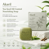 Akaril 100g Savon Solide Végétalien Bio Nourrissant à l'Huile de Graines de Thé Sans Sulfate pour Équilibrer et Fortifier le Cuir Chevelu Doux et Végétal