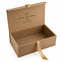 Boîte cadeau en carton kraft de luxe XJY pour vin et whisky, grande taille, avec ruban et couvercle magnétique
