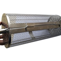 38*16cm acier inoxydable rôtissoire grill torréfacteur tambour four panier four rôti cuisson rotatif pour cacahuètes noix séchées grains de café BBQ