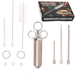 Nouveau design Kit de <span class=keywords><strong>seringue</strong></span> d'injection de Sauce en acier inoxydable 2oz injecteur de <span class=keywords><strong>saumure</strong></span> de viande avec brosse de nettoyage - Product Image 2