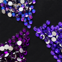 Strass en verre Yantuo Crystal écologique à 12 facettes, velours violet, haute qualité, non thermocollant, à dos plat, pour décoration de vêtements DIY
