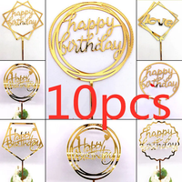 36 décoration de gâteau joyeux anniversaire décoration acrylique en poudre or gâteau de douche de bébé décoration de drapeau de gâteau de fête d'anniversaire