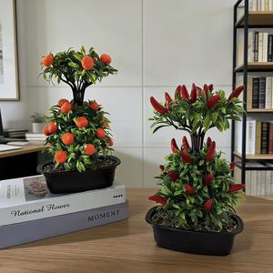 Bonsaï d'arbre fruitier artificiel 28 cm, décoration fruit de la fortune pour le Nouvel An chinois, ornement végétal pour salon - Product Image 2