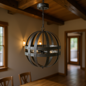 Lámpara Colgante Galvanizada de 4 Luces, Redonda, de Hierro, con Cadena Ajustable, para Cocina, Comedor, Vestíbulo, Entrada, Negra, Bombilla E26 (No Incluida) - Product Image 2