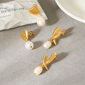 Pendientes de Perlas Naturales de Agua Dulce Irregulares para Mujer, Hipoalergénicos, de Acero Inoxidable, Joyería de Moda - Product Image 3