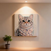 Peinture de perles animales de dessin animé moderne DIY (Peinture diamant 5D avec cadre, décoration murale faite à la main)
