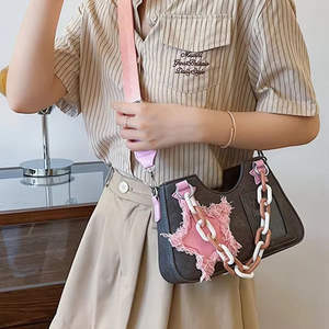 Y2k retro Korean fashion armpit <b>bag</b> handbag denim <b>bag</b> chain women's tote <b>bag</b> - Product Image 2