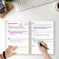 Agenda hebdomadaire et mensuel personnalisable en PU rigide haut de gamme, spirale, 12 mois (juillet 2026 - juin 2027), cadeau 2026-2027