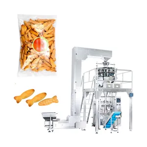 Automatic weighing bagging seaweed snack sea salt food packing machine plastic bag nitrogen shrimp crackers packaging machine