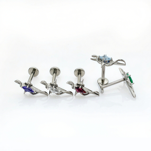 Lotus G23 Titanium Manufacturer Snake Cross Kite Cubic Zircon Labret Cartilage Earrings Studs Piercing Body Jewelry - Product Image 4