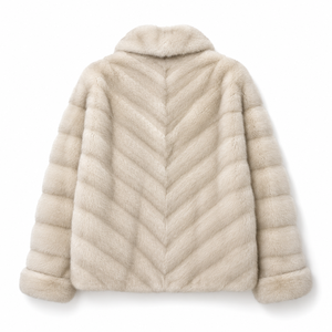 เสื้อโค้ทสั้นผู้หญิงฤดูหนาว แบรนด์ Pearl Genuine Mink แบบลำลอง กันลม ซับในโพลีเอสเตอร์ ย้อมสีพื้น แต่งปกผ้าขนสัตว์แบบพับได้เต็มตัว - Product Image 6