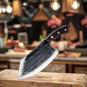 ブラックアックス8インチ高炭素鋼肉屋ダマスカスキッチンナイフハンド鍛造ステーキクリーバーシャープ屋外用肉準備 - Product Image 3