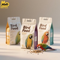 Fermeture à joint arrière Miaowadi et languette de suspension intégrée pour une distribution facile, PET brillant pour les pochettes de graines d'oiseaux Freshness Lock