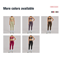 Ensemble de yoga pour femmes : Soutien-gorge de sport et leggings taille haute sans couture, effet ventre plat, extensible, pour l'entraînement et les activités sportives