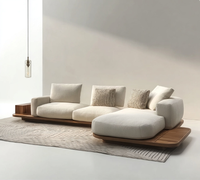 Canapé d'angle modulable de luxe moderne en tissu écologique capitonné pour salon de villa