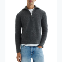 Pull en tricot à col mi-zippé à manches longues pour homme, style classique décontracté