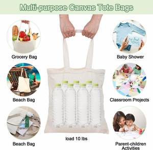 Sacs de courses réutilisables personnalisés en gros avec logo imprimé, sacs fourre-tout en toile de coton blanc uni vierge avec personnalisation - Product Image 5